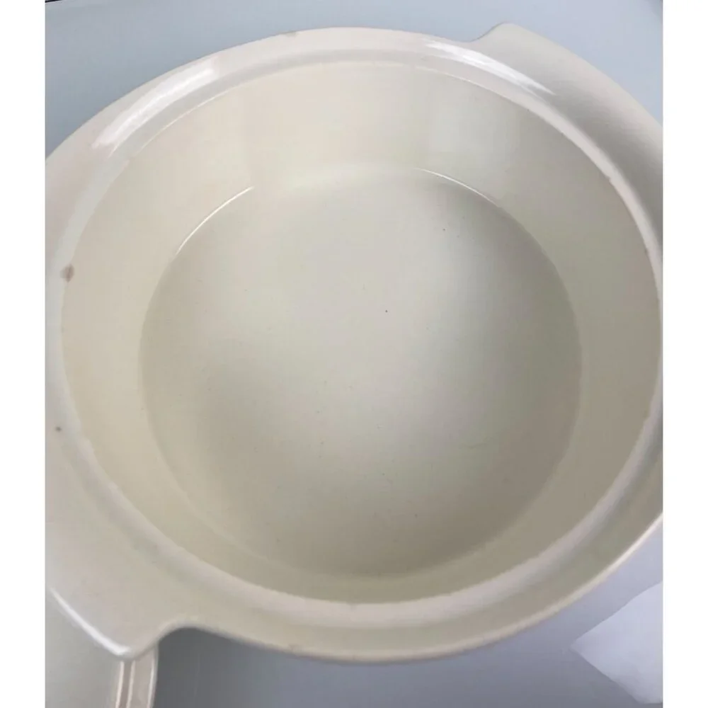 Vintage Mid-Century Red Wing Pottery White Swirl Casserole Baking Dish & Lid 563